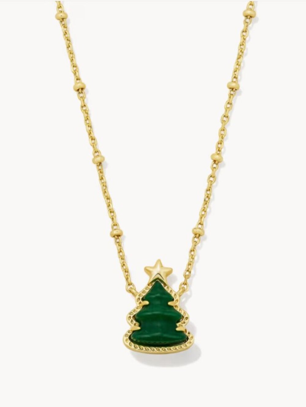 New Kendra Scott Holiday Tree Necklace Gold Green Christmas w/ Pouch Authentic! - Picture 3 of 9